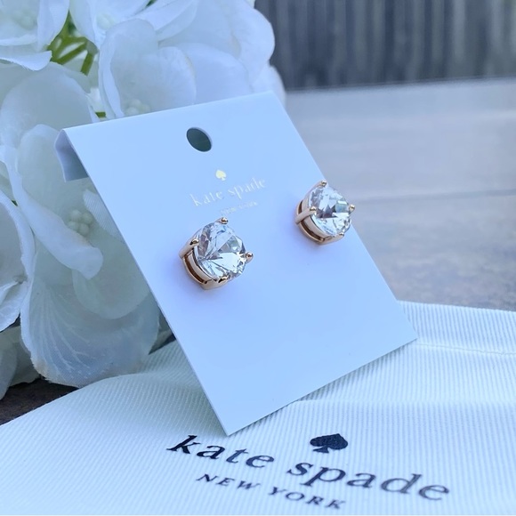 NWT KATE SPADE ♠️ CLEAR GUM DROP STUD EARRINGS - Picture 2 of 12